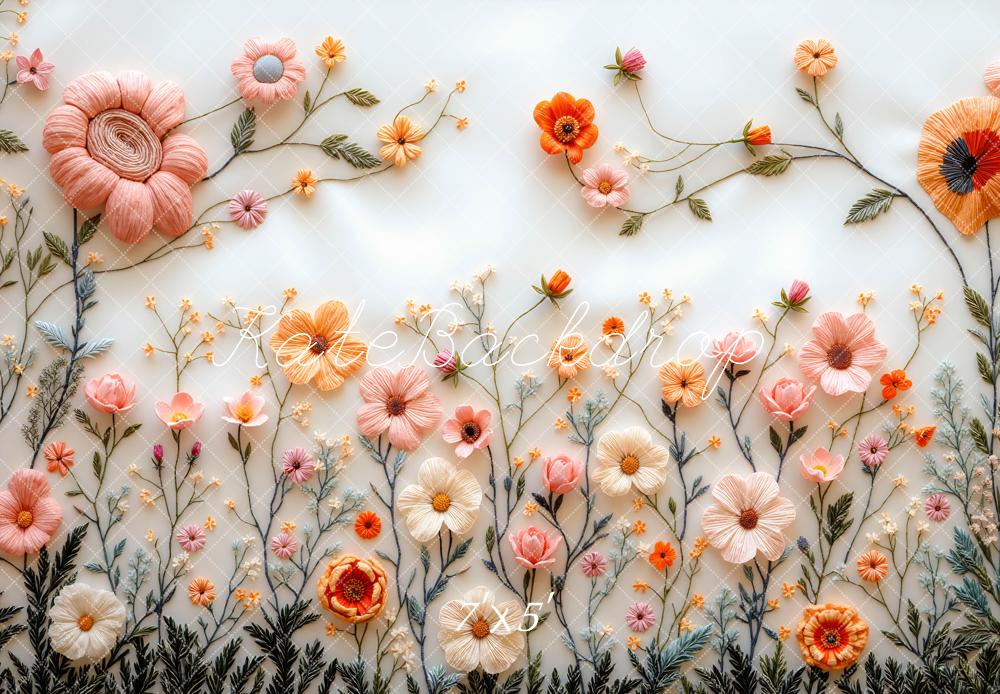 Kate Embroidered Flowers Backdrop Designed by Mini MakeBelieve