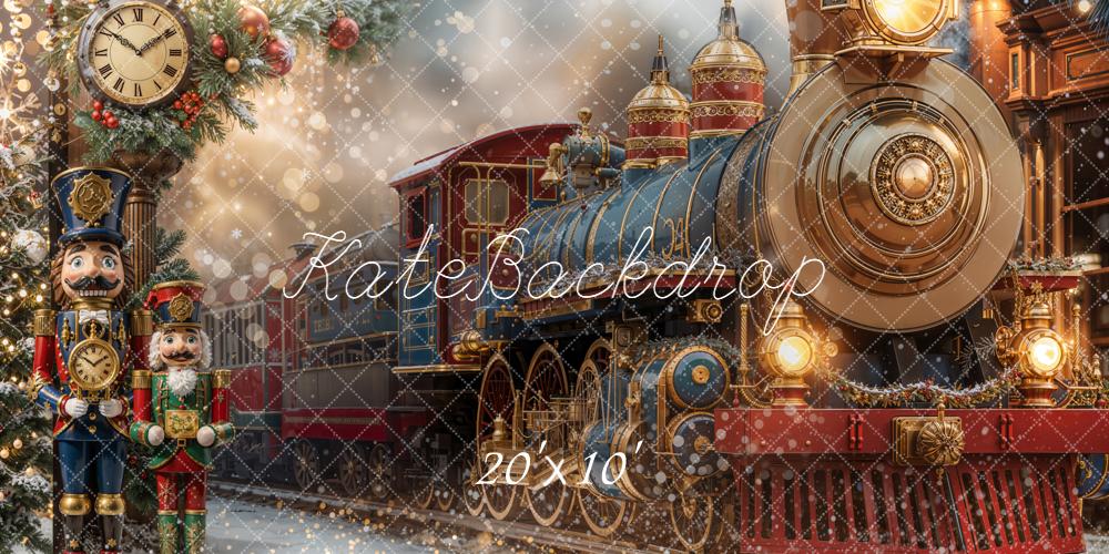Kate Train Nutcracker Christmas Tree Clock Backdrop Designed by Emetselch
