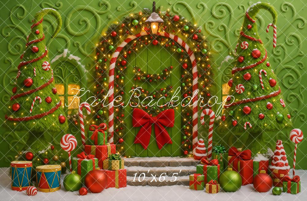 Kate Green Christmas Candy Trees Presents Backdrop Designed by Ashley Paul