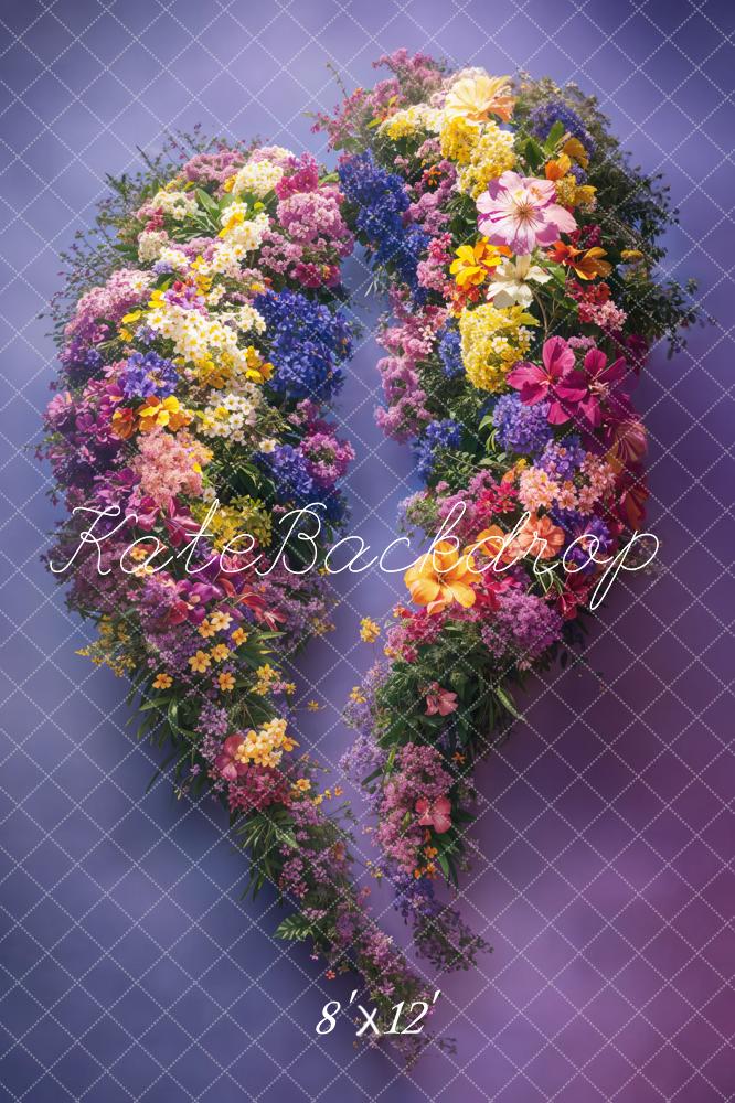 Kate Newborn Flower Heart Purple Backdrop Designed by Emetselch