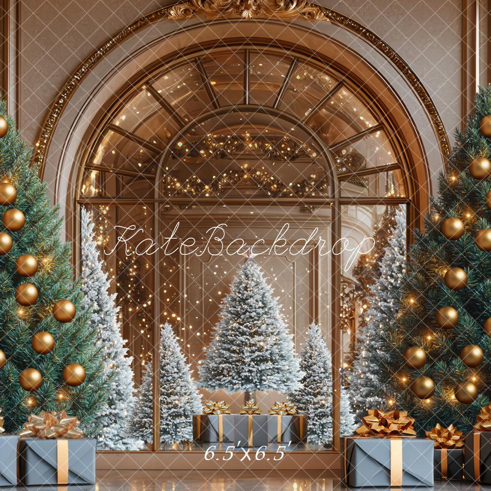 Kate Christmas Trees Presents Gold Arch Backdrop Designed by Mini MakeBelieve - Kate Backdrop AU