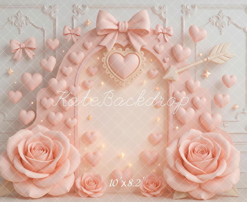 Kate Heart Roses Bow Backdrop Designed by Mini MakeBelieve