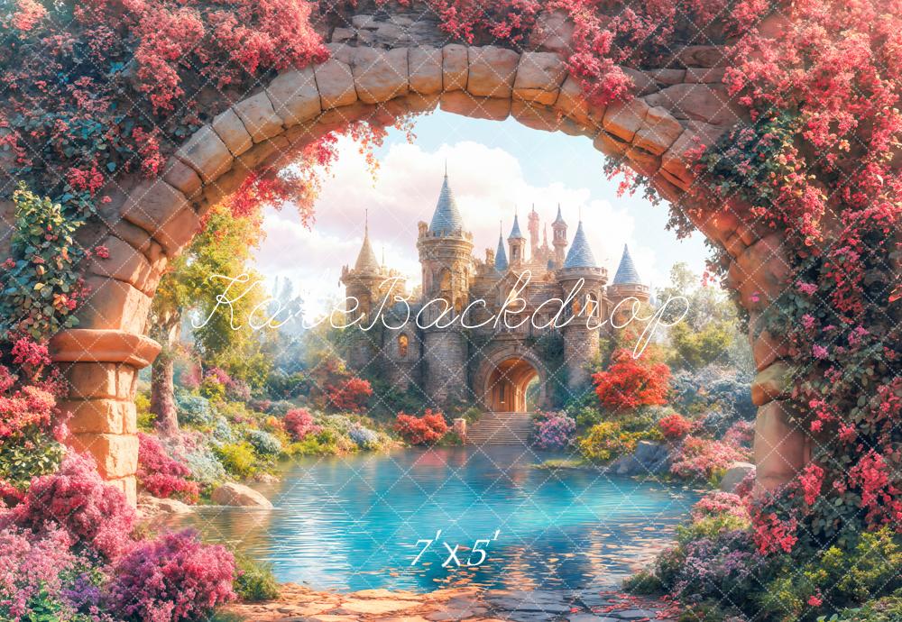 Kate Princess Castle Stone Arch Lake Spring Backdrop Designed by Emetselch