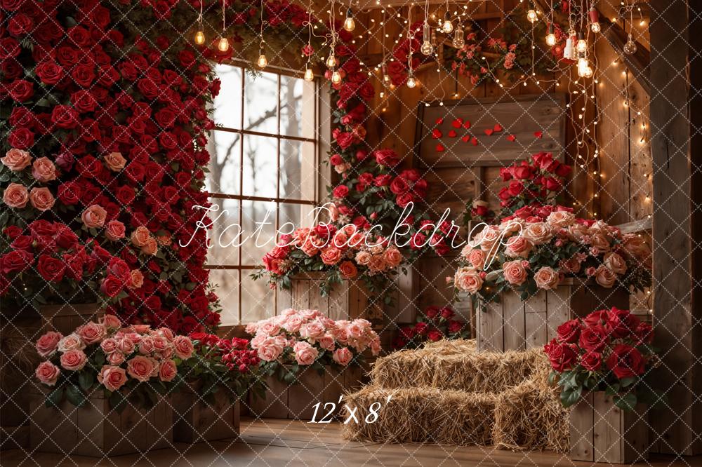 Kate Rustic Roses Wooden Crates Fleece Backdrop Designed by Emetselch