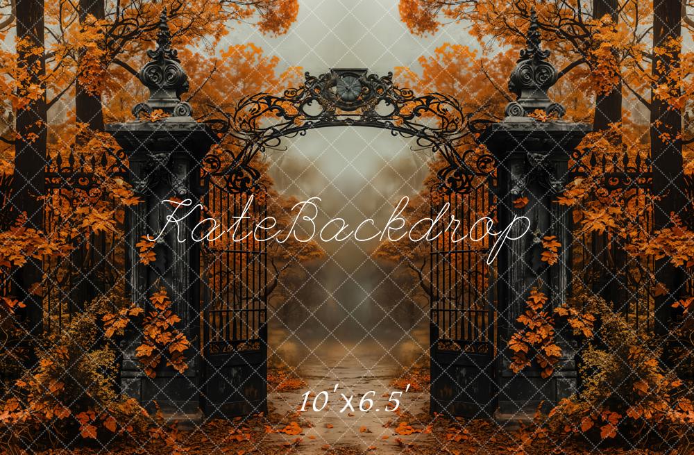 Kate Autumn Forest Iron Gate Backdrop Designed by Emetselch - Kate Backdrop AU