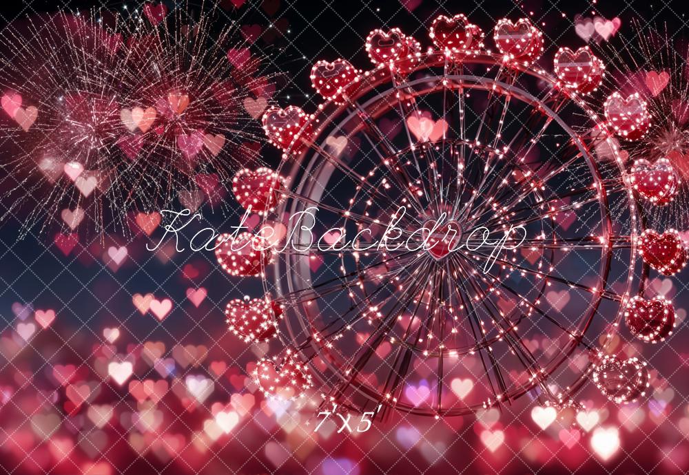 Kate Ferris Wheel Heart Fireworks Bokeh Backdrop Designed by Emetselch