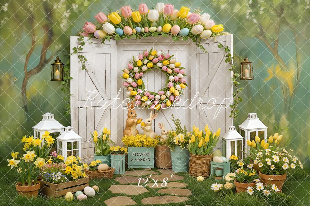 Kate Easter Bunny Tulips Backdrop Designed by Chain