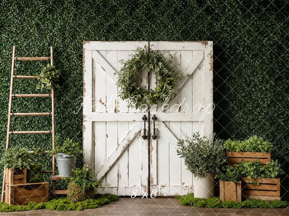Kate Spring White Barn Door Greenery Ladder Backdrop Designed by Emetselch