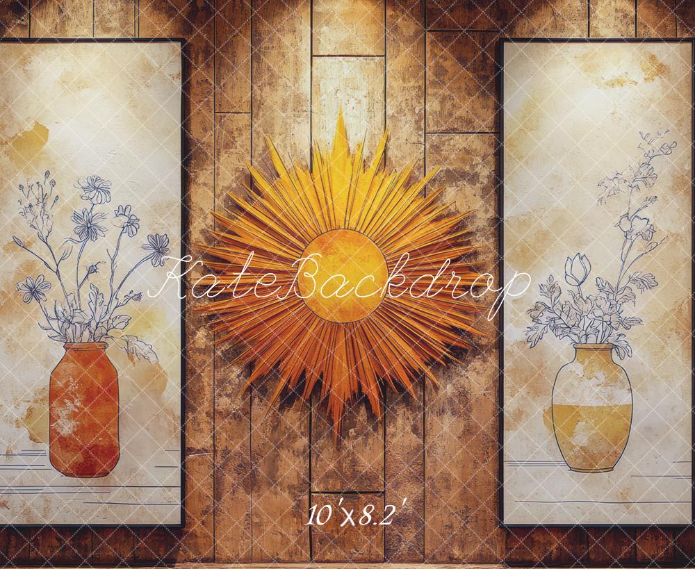 Kate Sunburst Floral Vase Wood Backdrop Designed by Mini MakeBelieve - Kate Backdrop AU