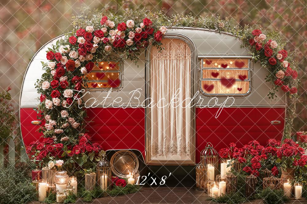Kate Caravan Red Roses Candles Backdrop Designed by Emetselch