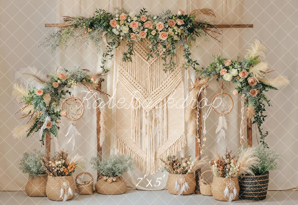 Kate Boho Macrame Dreamcatcher Flowers Backdrop Designed by Emetselch