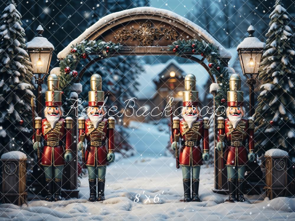 Kate Christmas Nutcracker Archway Snow Backdrop Designed by Emetselch - Kate Backdrop AU