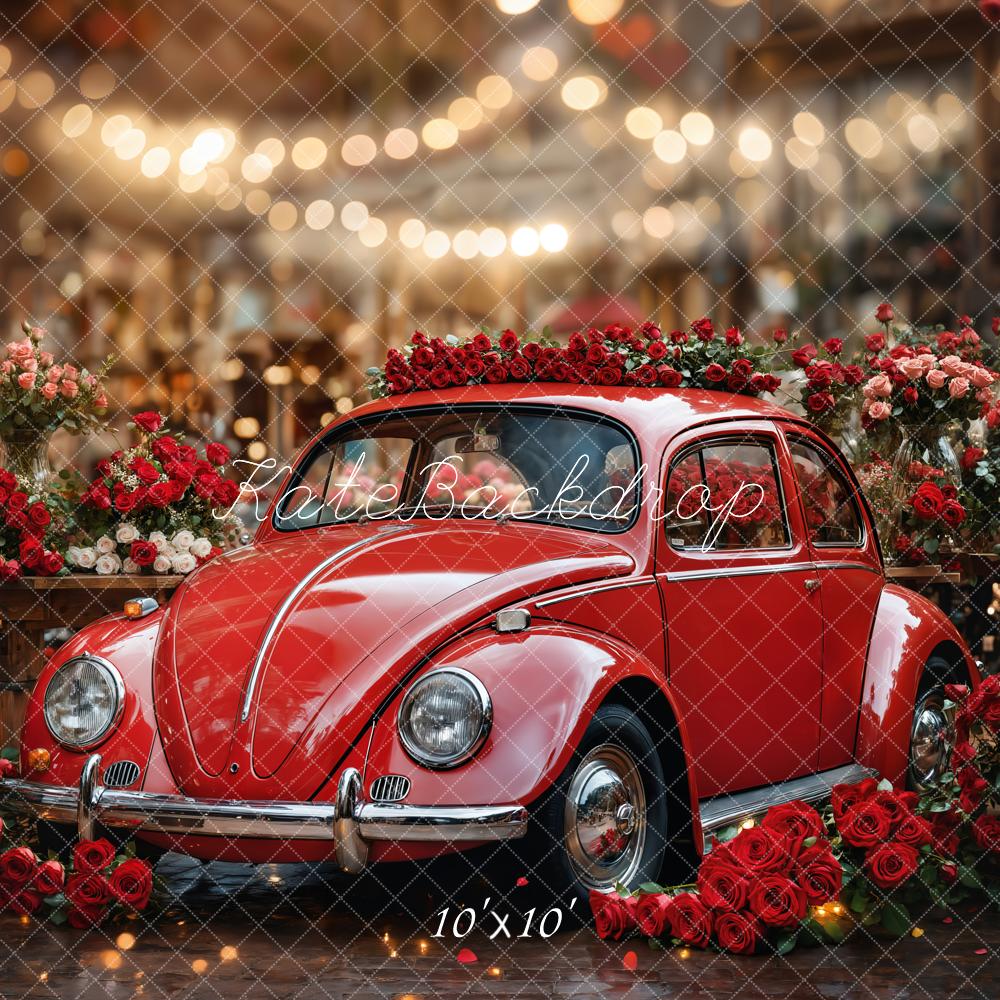 Kate Vintage Car Red Roses Bokeh Backdrop Designed by Emetselch