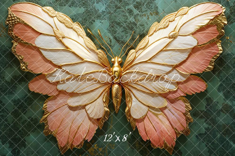 Kate Butterfly Green Damask Backdrop Designed by Emetselch