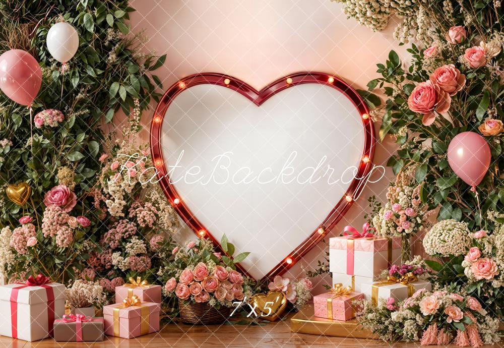 Kate Heart Frame Flowers Balloons Valentine Backdrop Designed by Emetselch