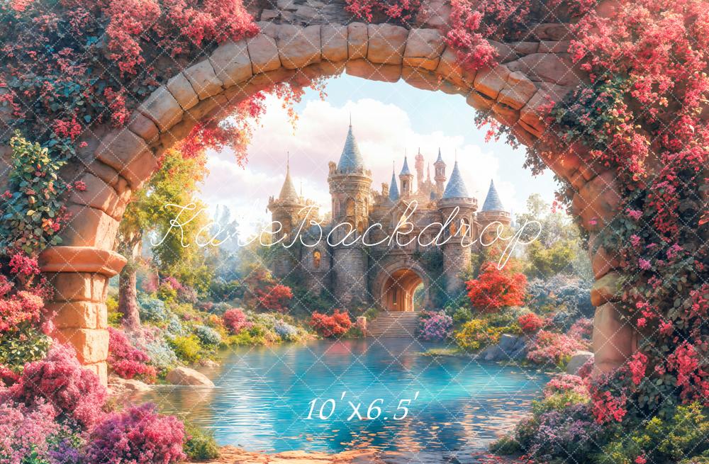 Kate Princess Castle Stone Arch Lake Spring Backdrop Designed by Emetselch