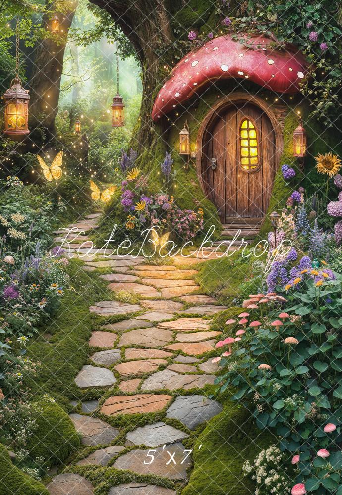 Kate Fairy Fantasy Mushroom Treehouse Backdrop Designed by Chain