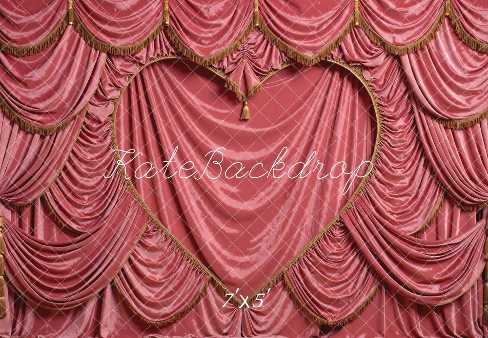 Kate Pink Curtain Heart Shape Drapes Backdrop Designed by Mini MakeBelieve