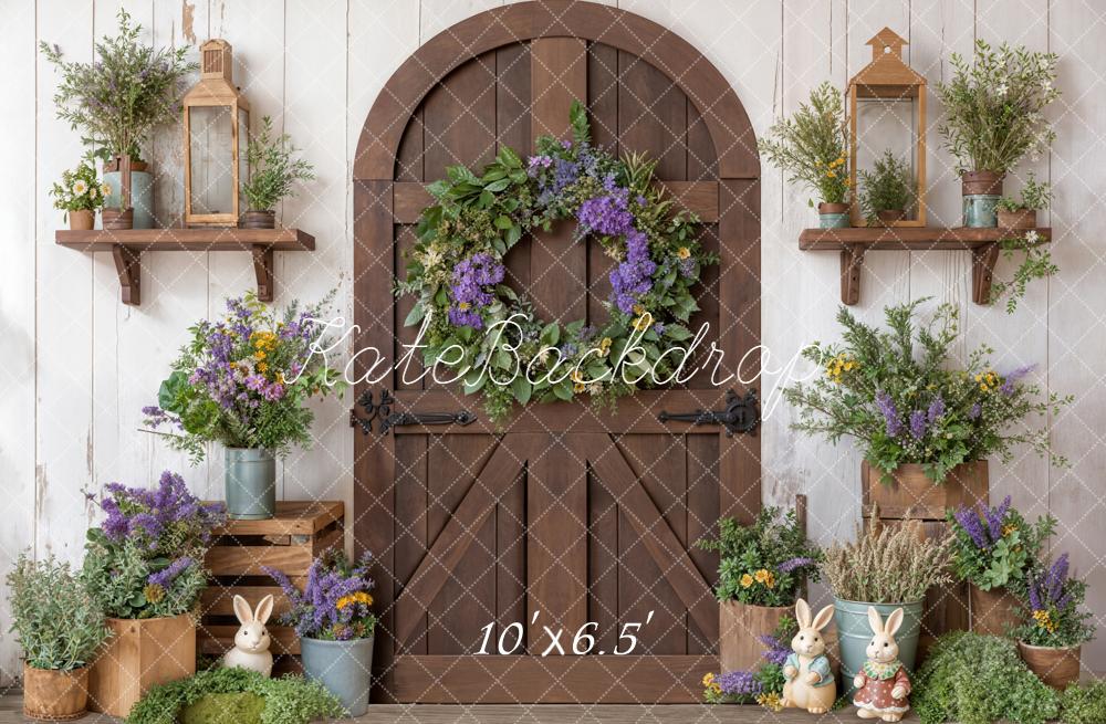 Kate Easter Bunny Wooden Door Flower Fleece Backdrop Designed by Chain
