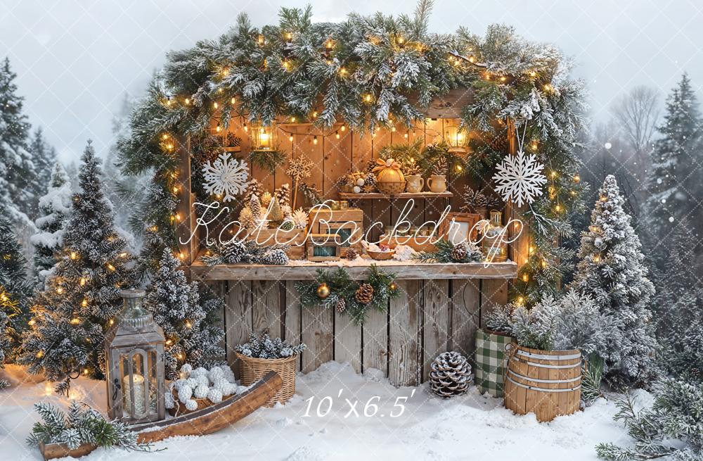 Kate Christmas Snowy Stall Fleece Backdrop Designed by Emetselch