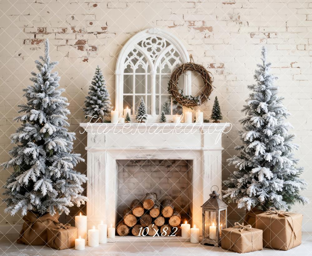 Kate Christmas Fireplace Fleece Backdrop Designed by Emetselch