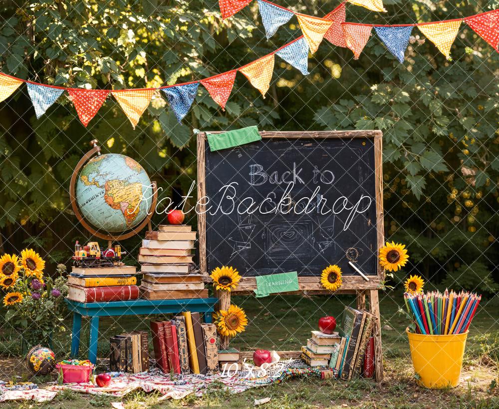 Kate Back To School Blackboard Backdrop Sunflower Designed by Emetselch - Kate Backdrop AU