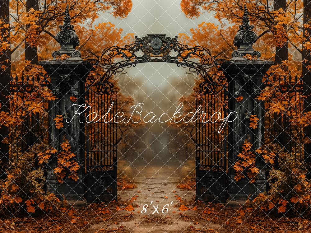 Kate Autumn Forest Iron Gate Backdrop Designed by Emetselch - Kate Backdrop AU