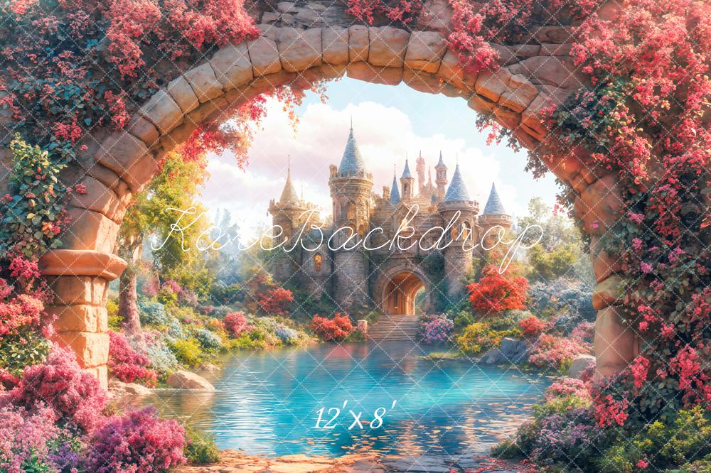 Kate Princess Castle Stone Arch Lake Spring Backdrop Designed by Emetselch