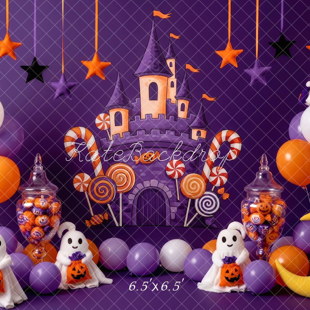 Kate Halloween Castle Ghosts Purple Backdrop Designed by Patty Roberts