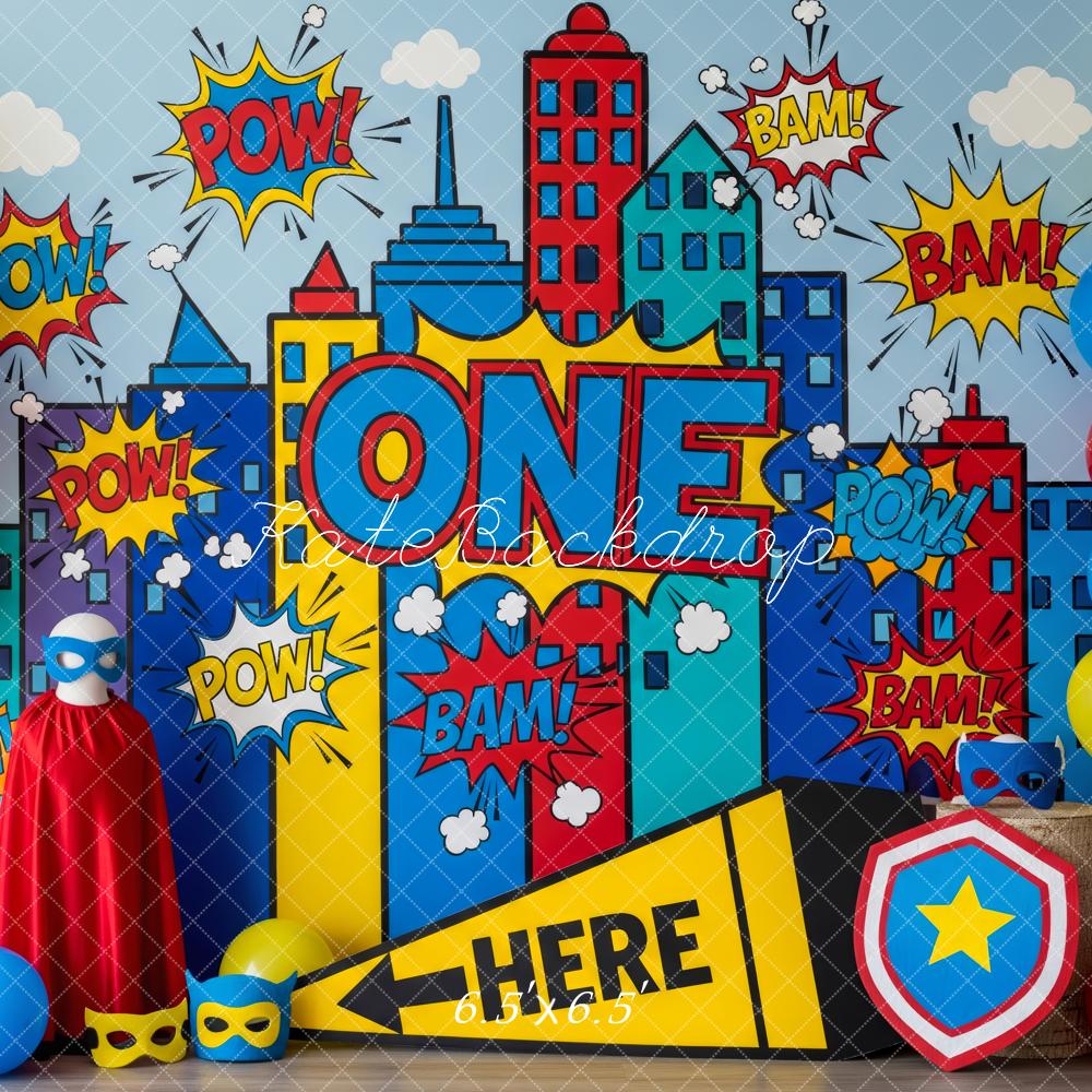 Lightning Deals-C1 Kate Superhero Comic One Cityscape Backdrop Designed by Patty Roberts