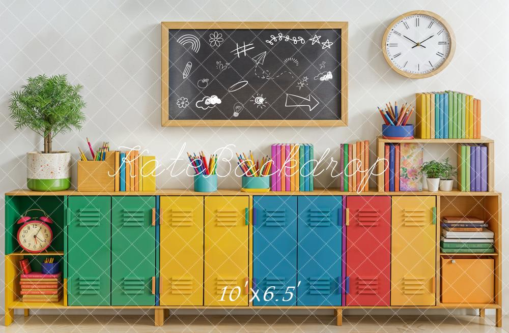 Kate Back to School Colourful Lockers Backdrop Designed by Emetselch - Kate Backdrop AU