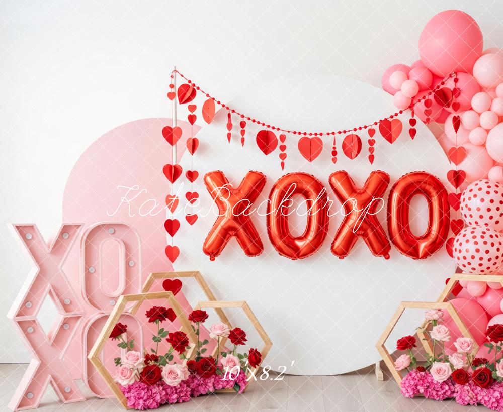 Kate Valentine XOXO Balloons Hearts Backdrop Designed by Patty Roberts