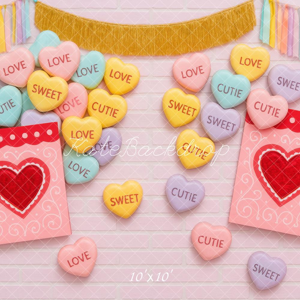 Kate Valentine Heart Candy Pink Backdrop Designed by Mini MakeBelieve