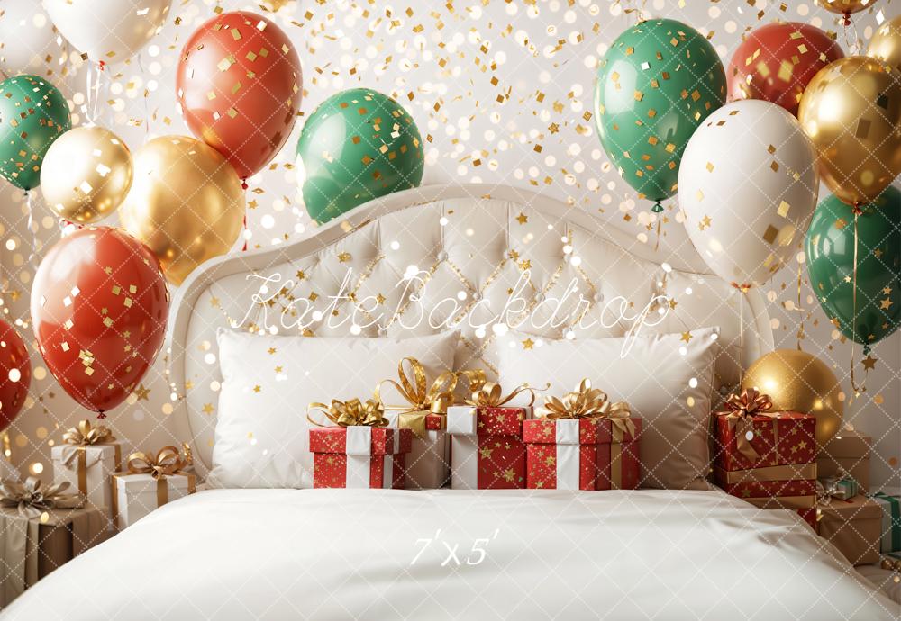 Kate Christmas Balloons Presents Bed Backdrop Designed by Emetselch - Kate Backdrop AU