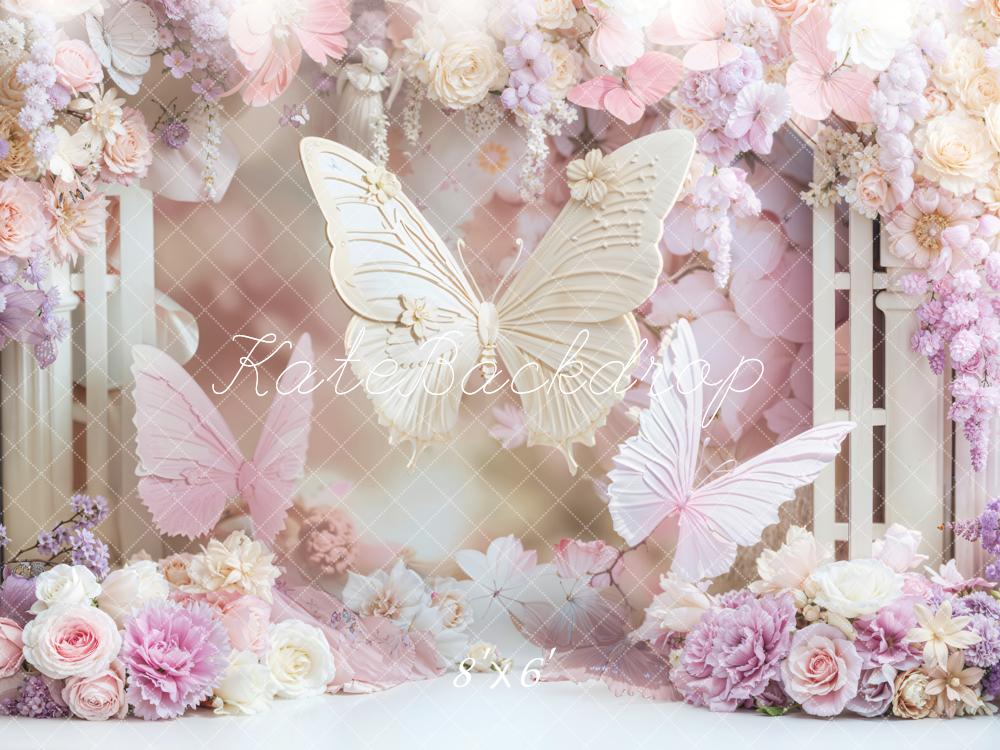 Kate Butterfly Floral Fleece Backdrop Designed by Chain - Kate Backdrop AU