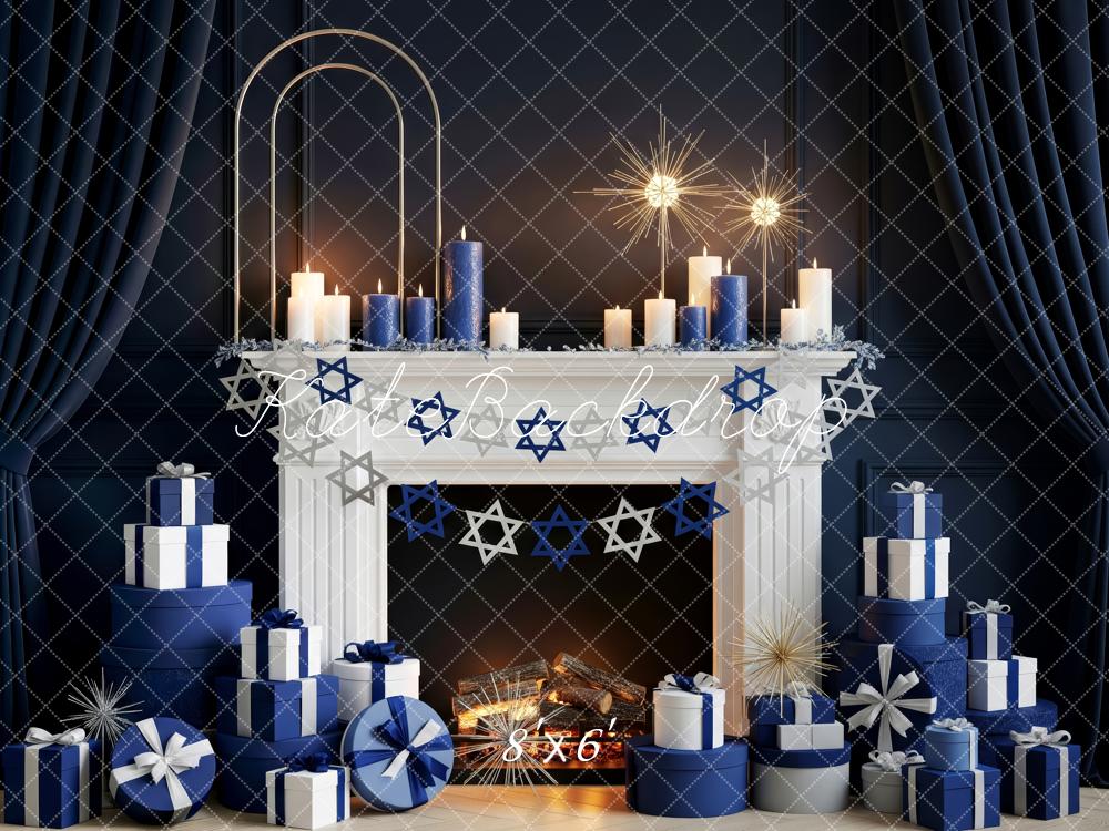Kate Hanukkah Fireplace Candles Star Decorations Backdrop Designed by Patty Roberts