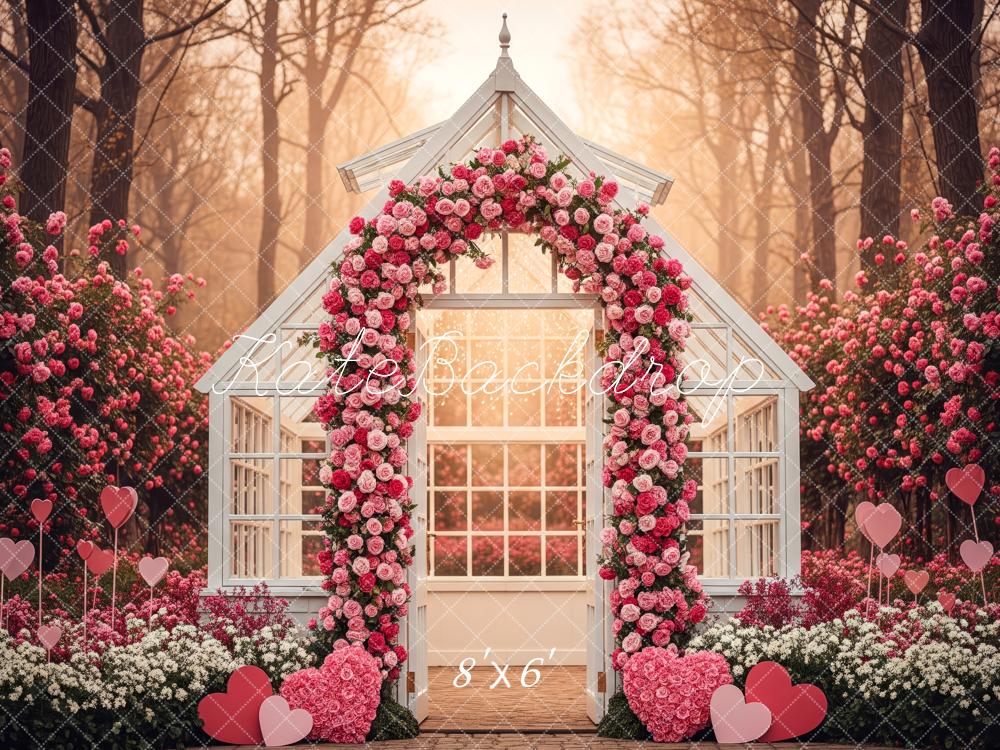 Kate Flower Arch Pink Roses Greenhouse Backdrop Designed by Patty Roberts