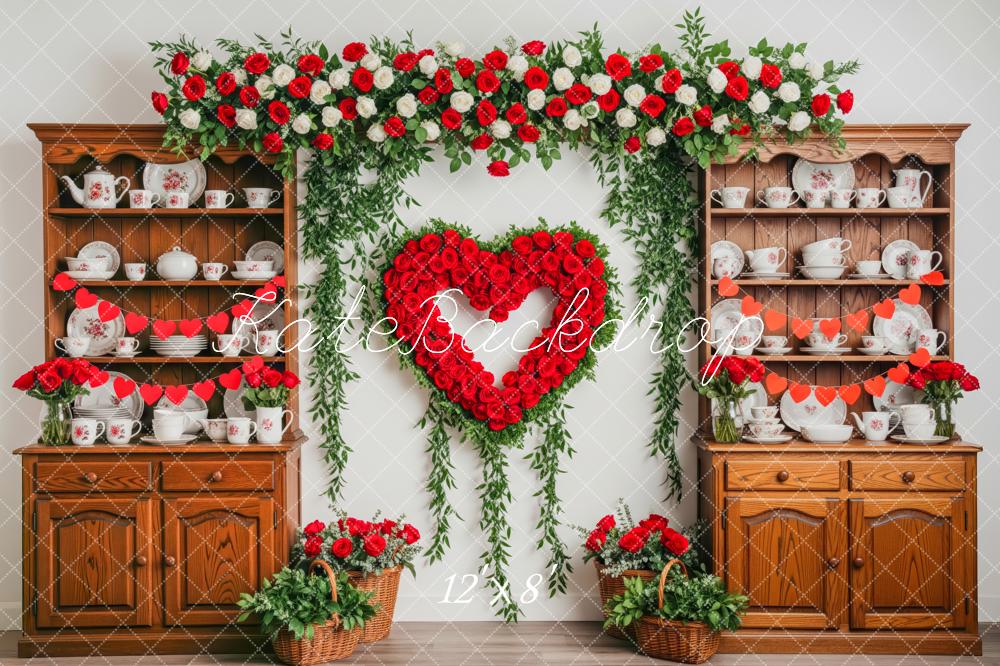 Kate Heart Rose Garland Cabinet Fleece Backdrop Designed by Patty Roberts