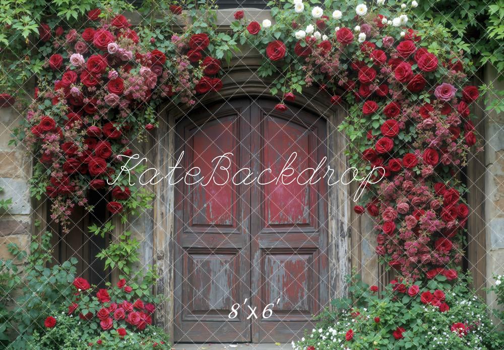 Kate Retro Flower Arch Wooden Door Backdrop Designed by Mini MakeBelieve