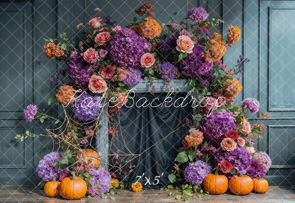 Kate Autumn Flower Arch Pumpkins Backdrop Designed by Emetselch