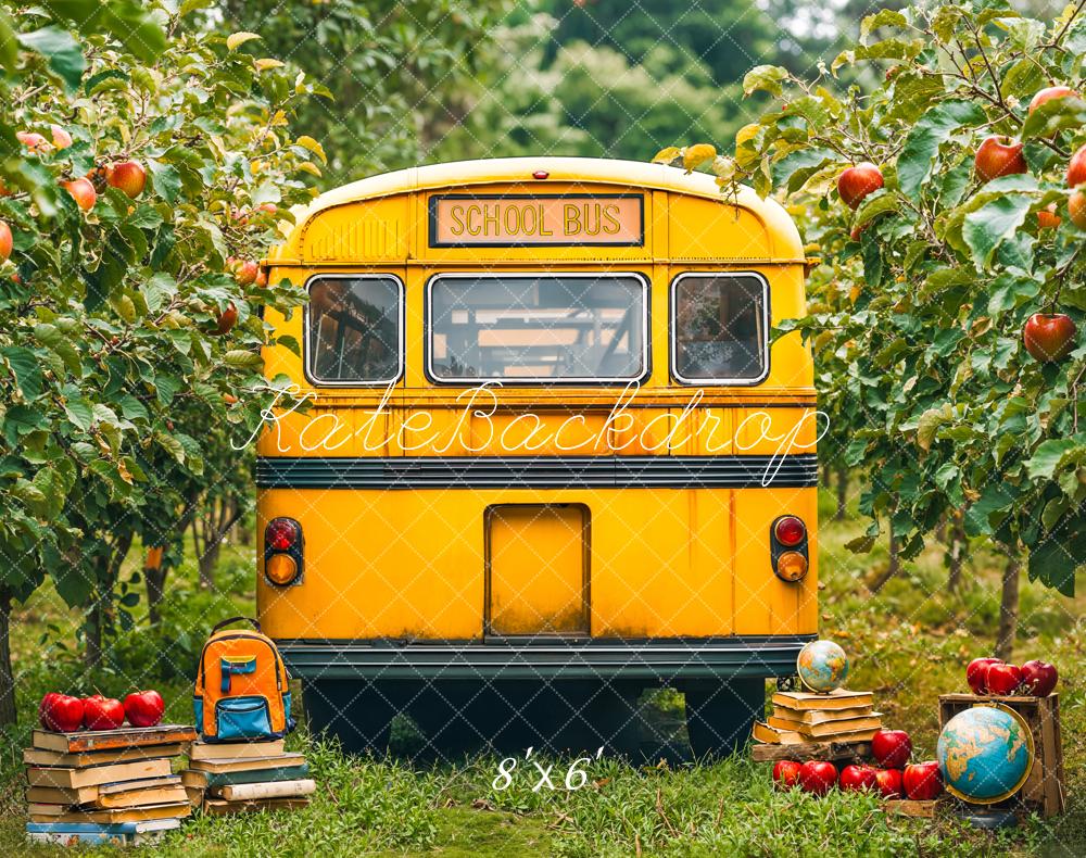 Kate Back To School Yellow Bus Fleece Backdrop Designed by Emetselch - Kate Backdrop AU