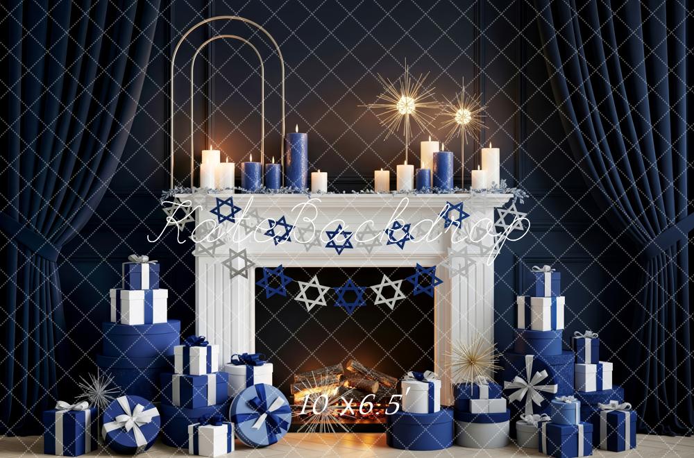 Kate Hanukkah Fireplace Candles Star Decorations Backdrop Designed by Patty Roberts