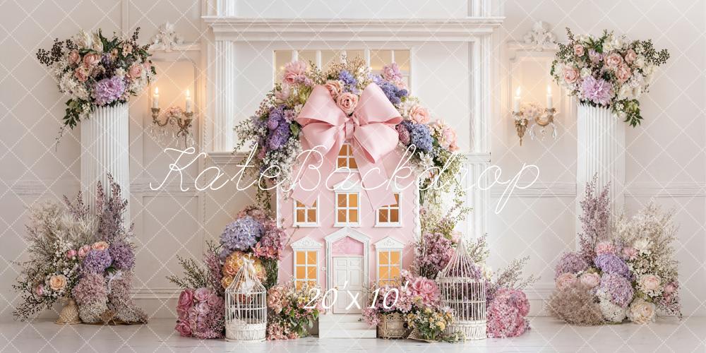 Kate Dollhouse Pink Bow Birdcage Spring Backdrop Designed by Emetselch