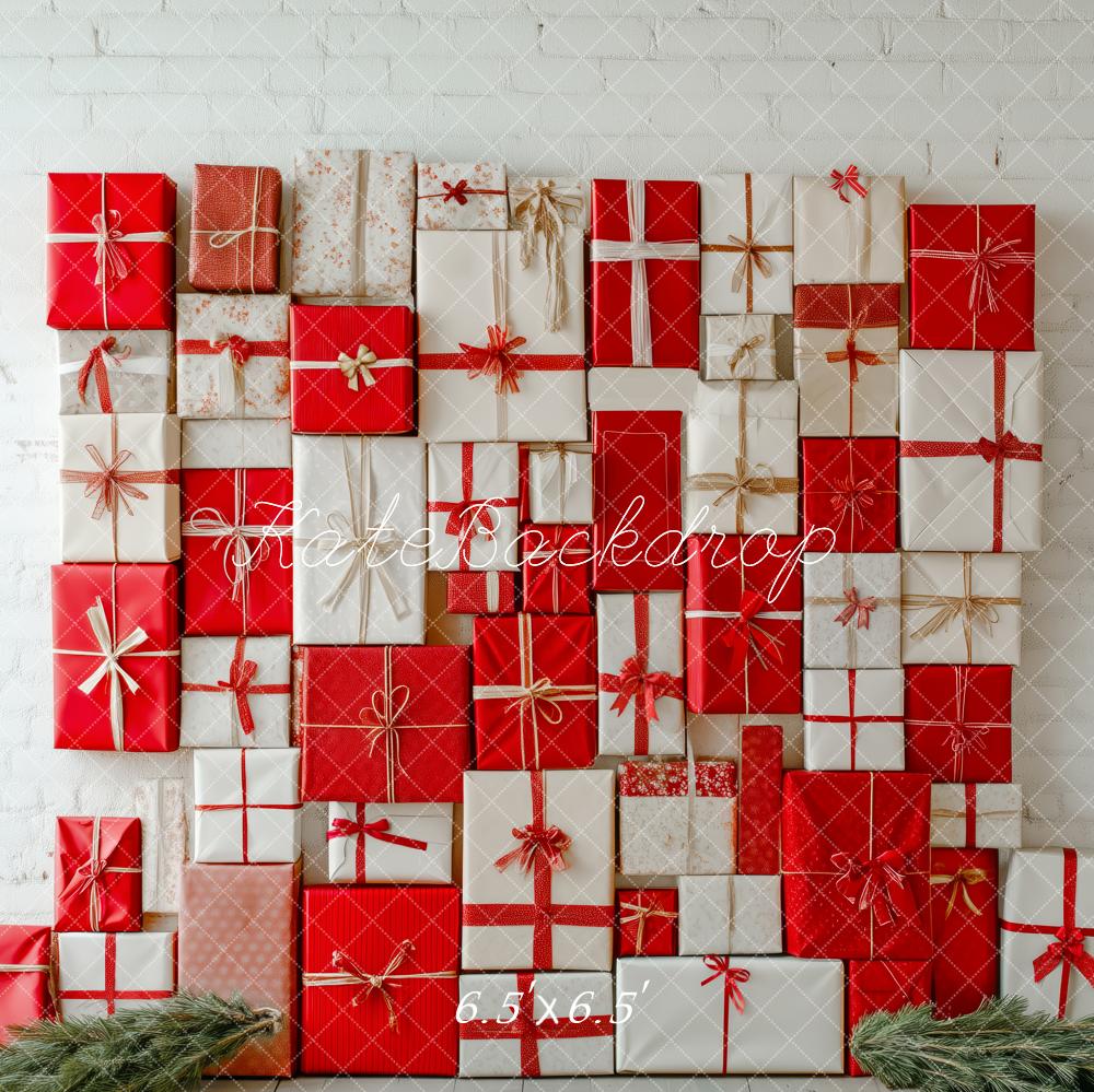 Kate Christmas Presents Brick Wall Backdrop Designed by Patty Roberts - Kate Backdrop AU