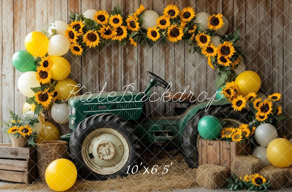 Kate Tractor Sunflowers Wooden Backdrop Designed by Patty Roberts - Kate Backdrop AU