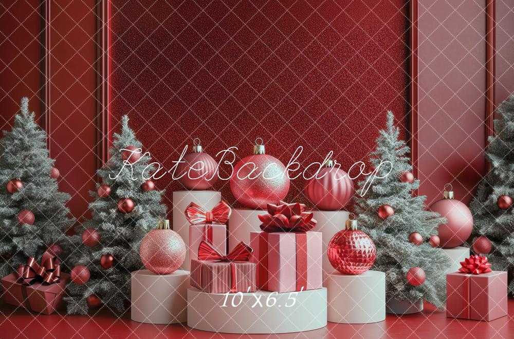 Kate Christmas Trees Gifts Ornaments Backdrop Designed by Mini MakeBelieve - Kate Backdrop AU