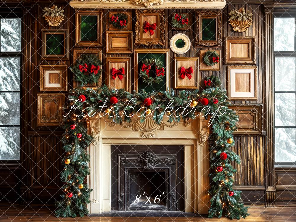 Kate Christmas Fireplace Vintage Wall Backdrop Designed by Mini MakeBelieve - Kate Backdrop AU
