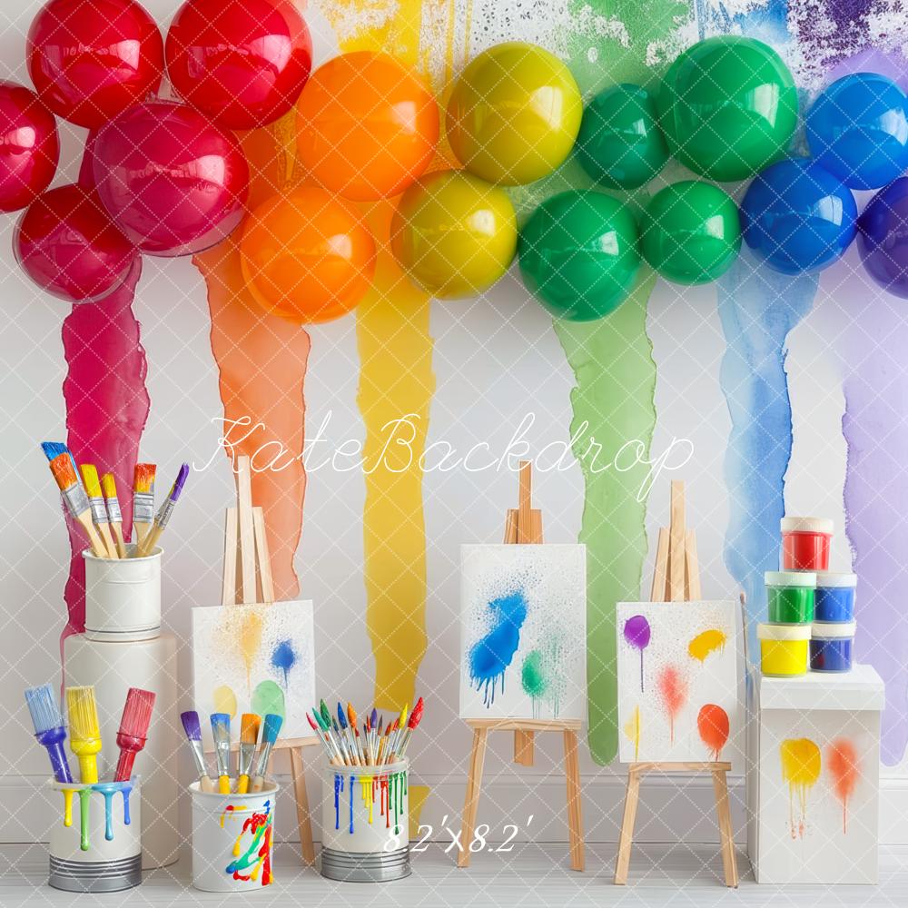 Kate Rainbow Balloons Paint Splash Art Backdrop Designed by Mini MakeBelieve - Kate Backdrop AU