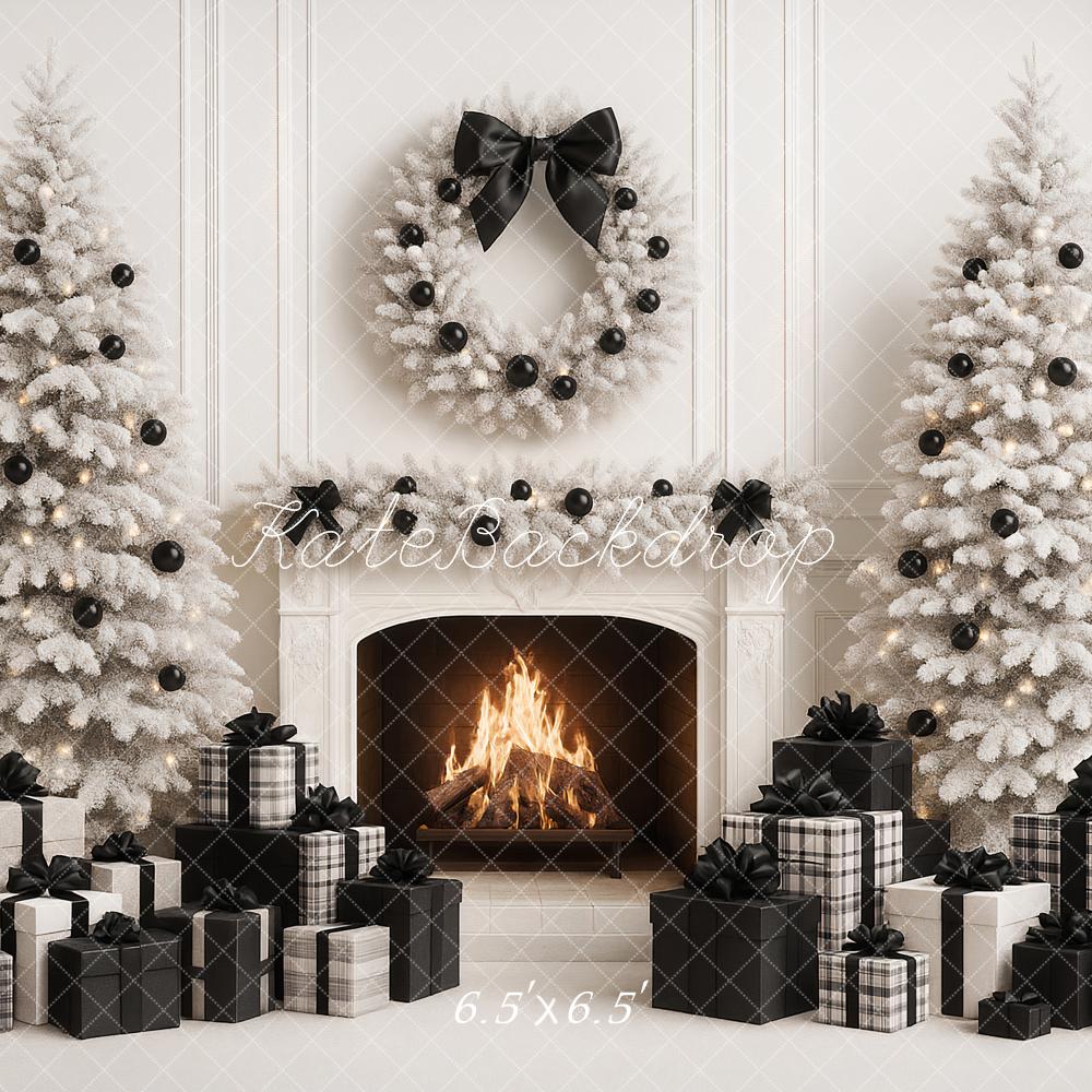 Kate Christmas White Trees Fireplace Backdrop Designed by Ashley Paul - Kate Backdrop AU
