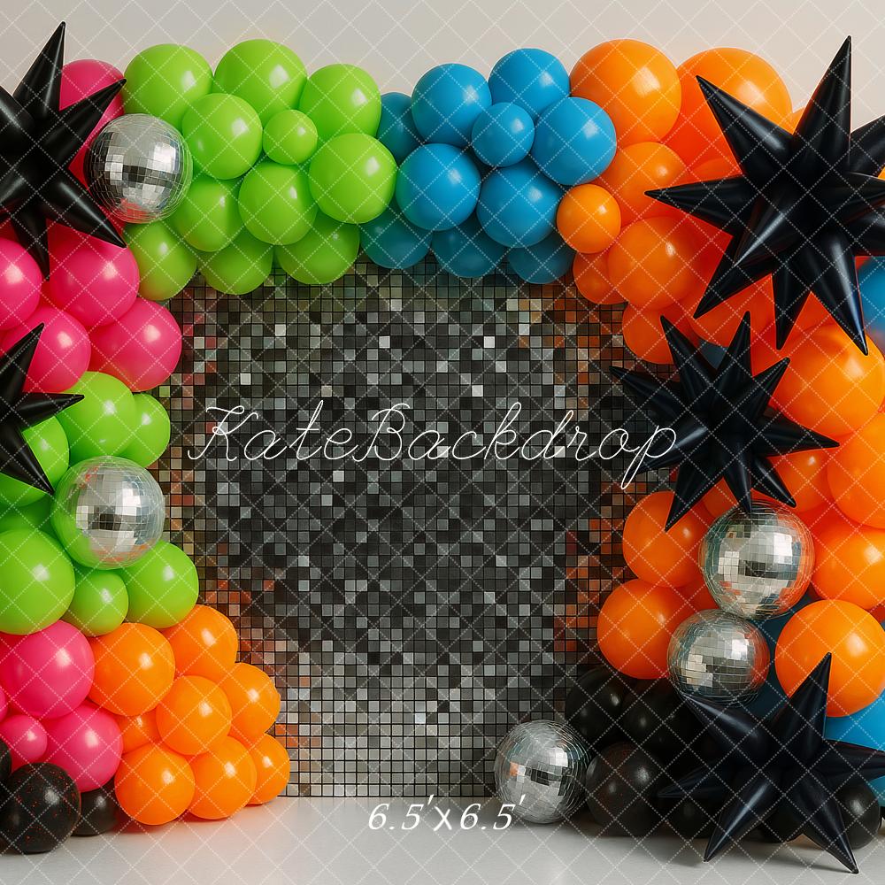 Kate Colourful Balloons Disco Balls Backdrop Designed by Ashley Paul